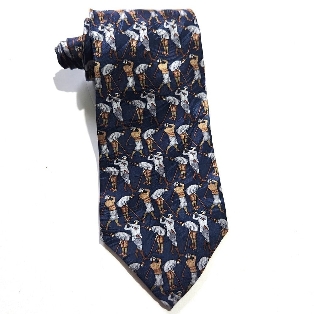 Golf Necktie Crooks & Creed London Handmade All Silk Tie Blue